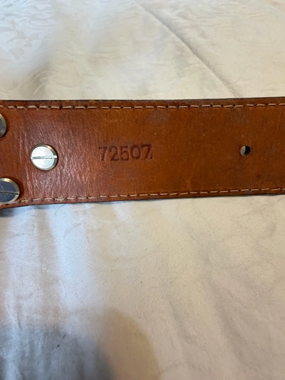 VTG Western Leather Belt LG Silver Engraved Buckle Croc Embossed Cowgirl Sz SM